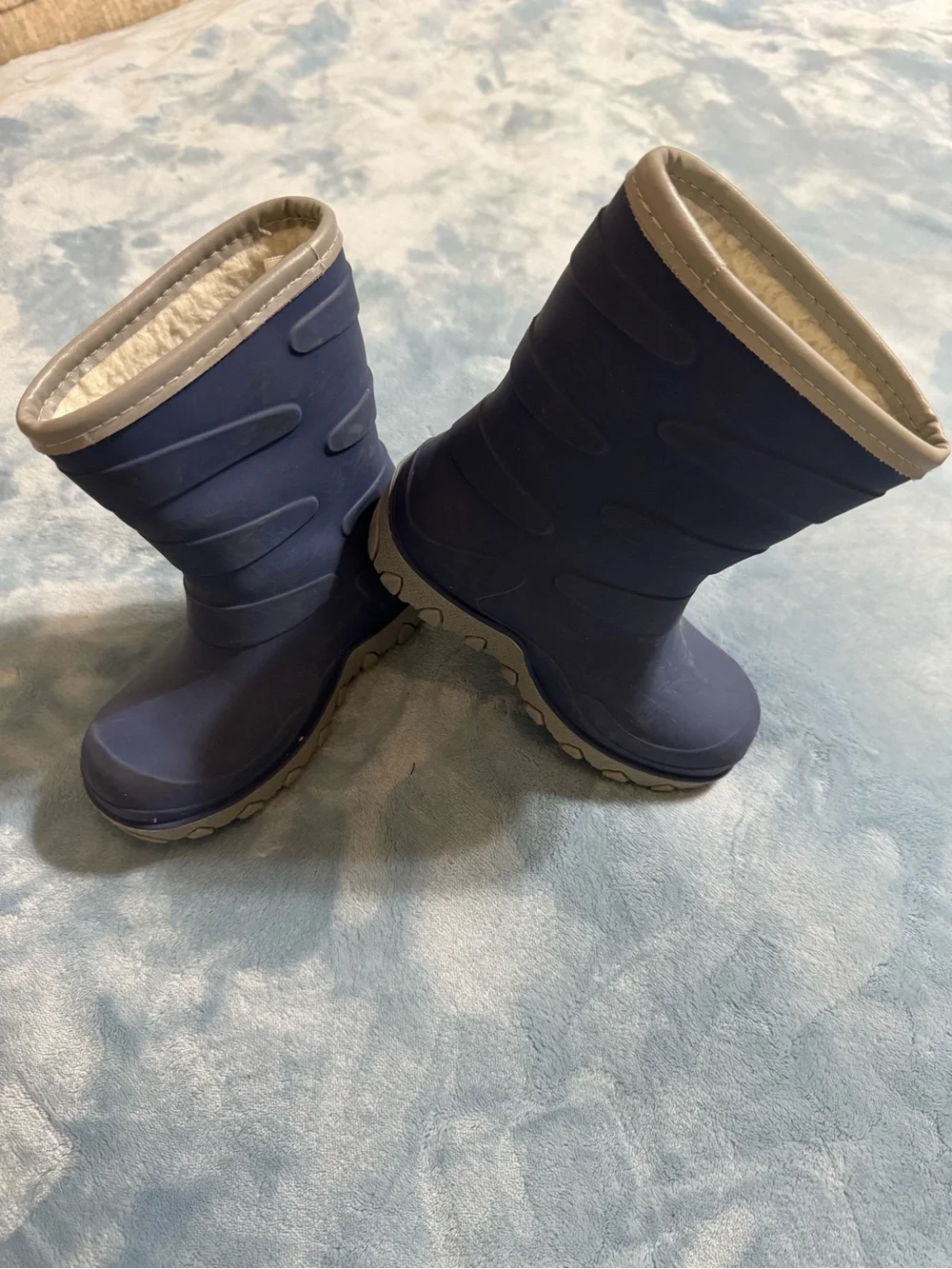 Navy Blue Waterproof Winter Boots with Fleece Lining